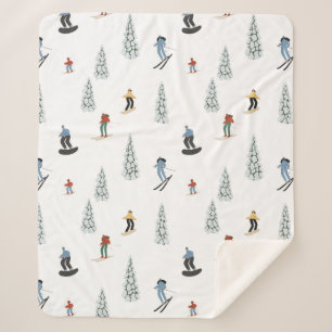 Winter Downhill Pattern Sherpa Blanket