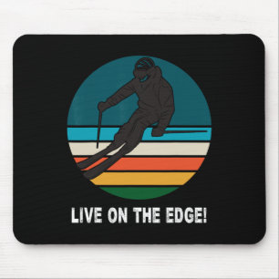 Winter Downhill Skiing Design For Apres Ski Vintag Mouse Pad