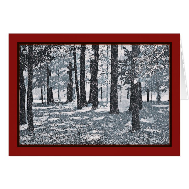 Winter Dream Trees Classic Red Christmas Card (Front Horizontal)