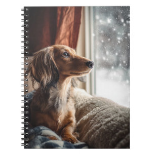 Winter Dreaming Dachshund Spiral Notebook