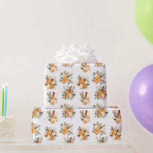 Winter dried oranges Christmas gift wrapping paper