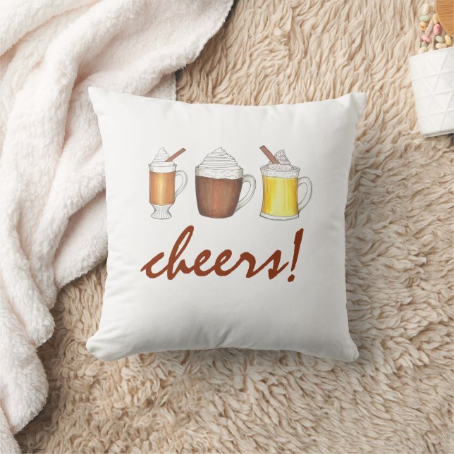 Winter Drinks Christmas Egg Nog Buttered Rum Cushion (Blanket)