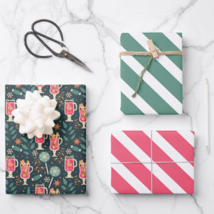 Winter Drinks Sweets Wrapping Paper Set of 3