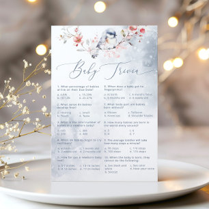 Winter dusty blue calligraphy baby trivia game