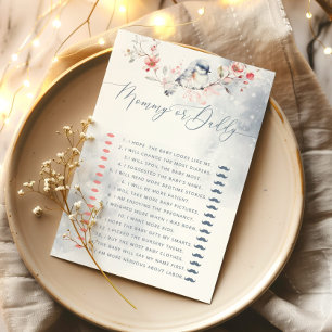 Winter dusty blue Mummy or Daddy baby shower game