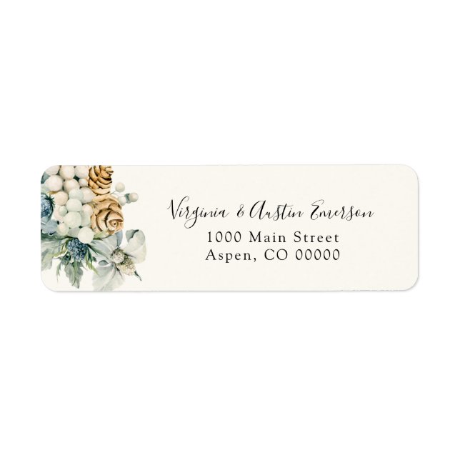 Winter Dusty Blue Return Address Label (Front)