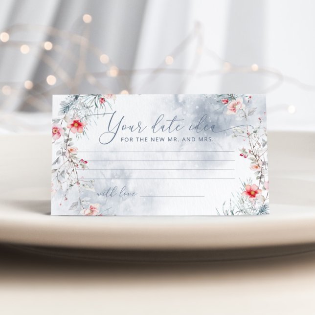 Winter dusty blue snow Date night idea Enclosure Card (Creator Uploaded)