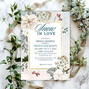 Winter dusty blue snow in love Bridal shower Invitation
