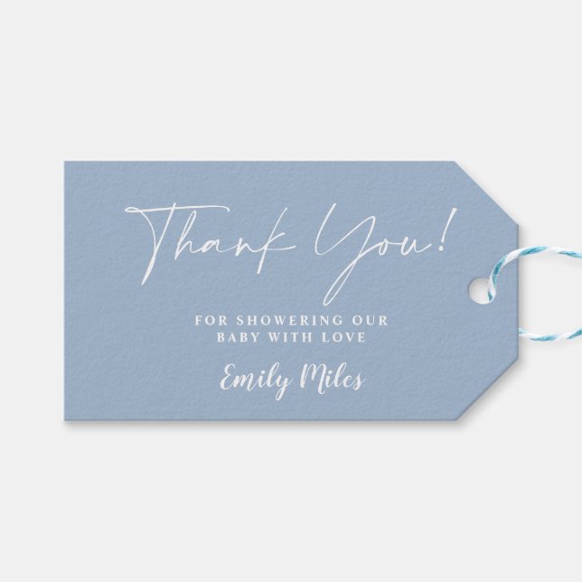 Winter Dusty Blue Thank You tags (Front (Horizontal))