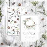 Winter Dusty Blue Wreath Merry Christmas Script Ho Holiday Card<br><div class="desc">Looking for a modern and elegant holiday card that celebrates the beauty of the winter season? Look no further than our Winter Dusty Blue Wreath Merry Christmas Script Holiday Card! This stunning card features a modern and natural wreath beautifully decorated with watercolor artwork of winter fir cones and botanical greenery....</div>