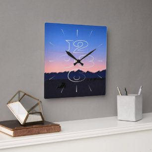 Winter early morning square wall clock