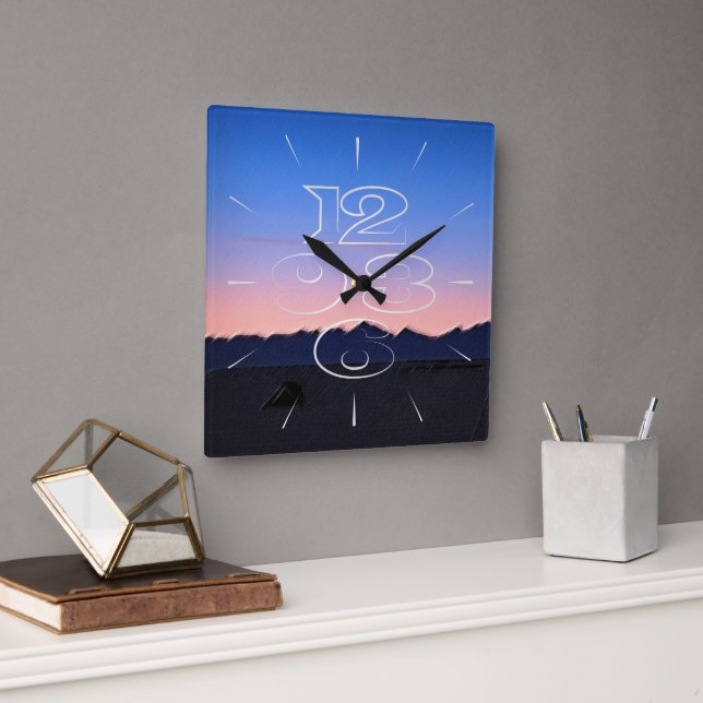 Winter early morning square wall clock (Office)