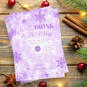 Winter "Eat & Drink" Purple Holiday Christmas Invitation