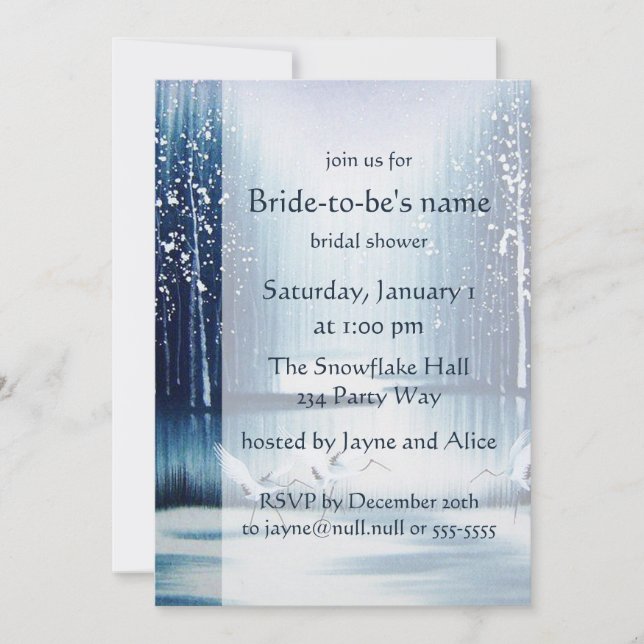 Winter Egrets Bridal Shower Invitation (Front)