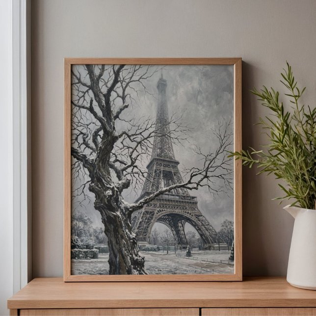 Winter Eiffel Tower Tree Branches Art Canvas Print (Creator Uploaded)