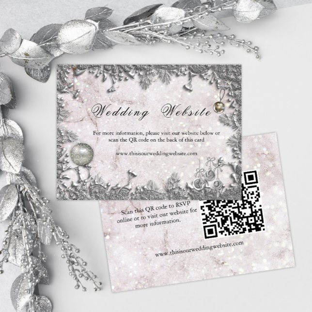 Winter Elegance Christmas Wedding Website  Enclosure Card (Creator Uploaded)