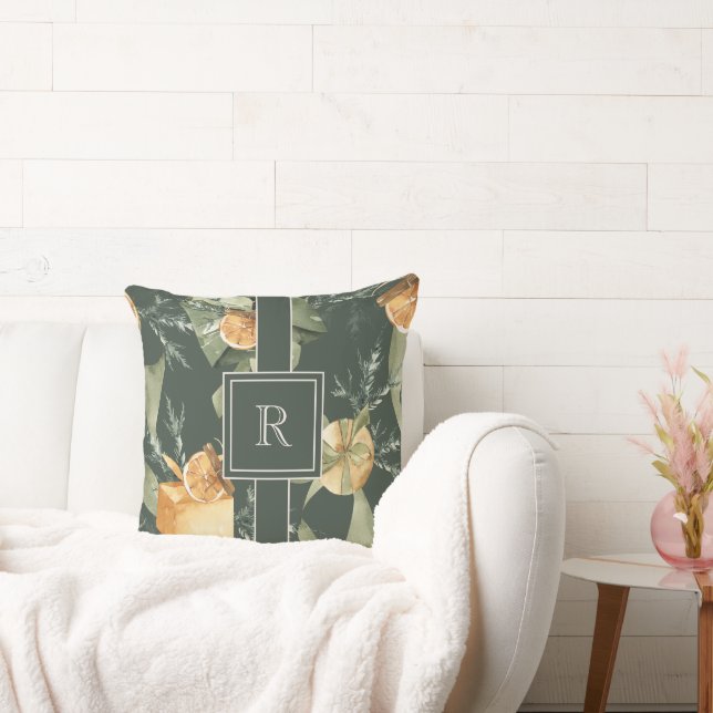 Winter Elegance: Watercolor Reversible Monogram Cushion (Couch)