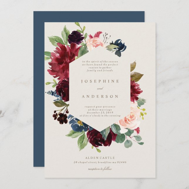 Winter Elegance Wedding Invitation (Front/Back)