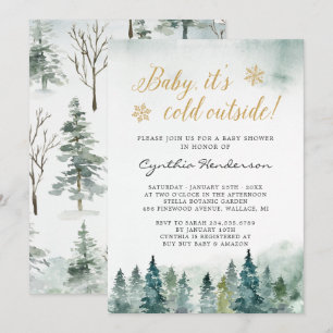 Winter Elegant Baby Shower Baby It's Cold Outside Invitation