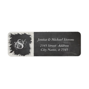 Winter Elegant chalkboard trendy wedding monogram Return Address Label