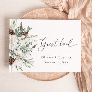 Winter elegant evergeen wedding guest book