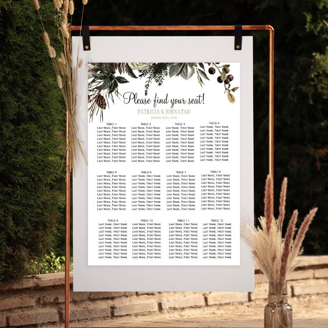 Winter elegant floral chic wedding seating chart (Creator Uploaded)