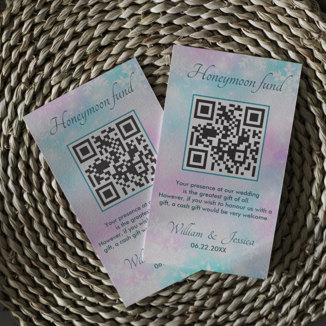 Winter Elegant Honeymoon Fund Online With QR Code Enclosure Card (Creator Uploaded)