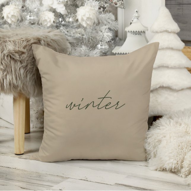 Winter • Elegant Minimalist Taupe Christmas Cushion (Creator Uploaded)