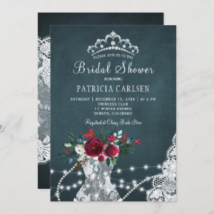 Winter elegant rustic floral chic bridal shower invitation