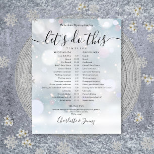 Winter Elegant Script Wedding Schedule Timeline