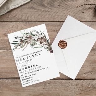 Winter Elegant Watercolor Cotton Eucalyptus Invitation