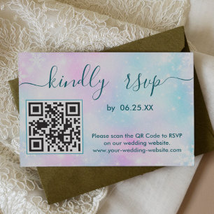 Winter Elegant Wedding RSVP Online With QR Code Card