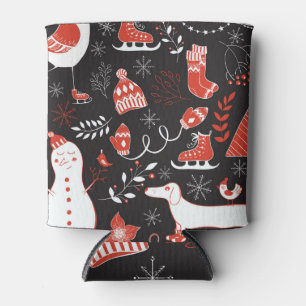 Winter Elements: Cute Hand Drawn. Can Cooler