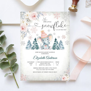 Winter Elephant Baby Shower Invitation