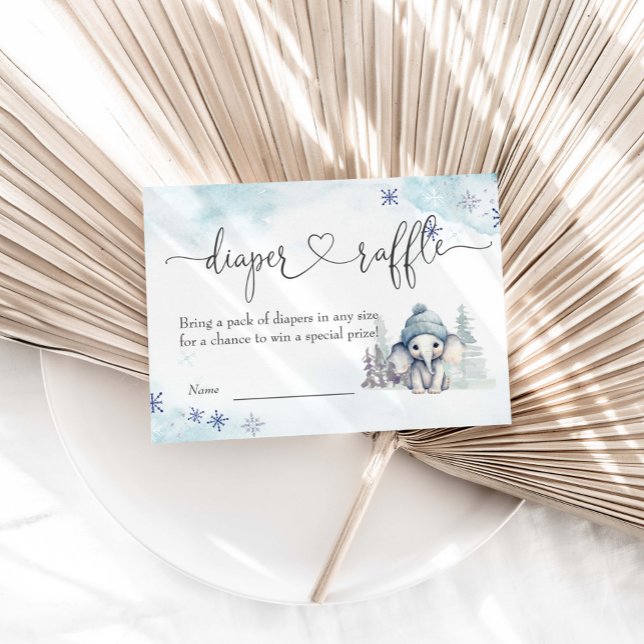 Winter Elephant Boy Baby Shower Diaper Raffle Enclosure Card (Creator Uploaded)