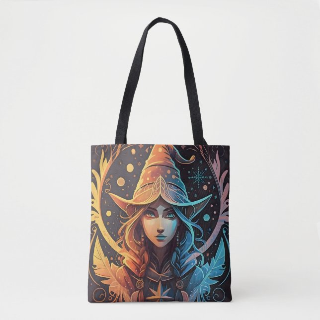 Winter Elf Whimsy: Beautiful Logo Style Design Tote Bag (Front)