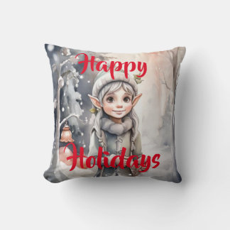 Winter Elf Wonderland Folded Holiday Card Cushion