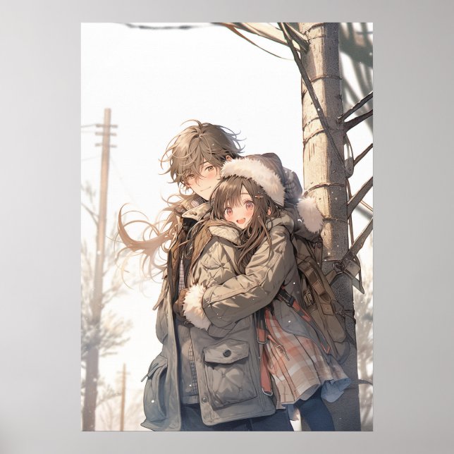 Winter Embrace: An Anime Love in Snowfall Poster (Front)