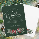 Winter Emerald Green Festive Christmas Wedding Invitation<br><div class="desc">Winter Emerald Green Festive Christmas Wedding Invitation - Elegant Foliage in Rustic Evergreen Hues. Embrace the enchantment of the season with our modern Christmas wedding invitation, adorned in the rich and festive colours of red and green. This elegant invitation features delicate foliage accents that evoke the beauty of winter's evergreen...</div>