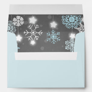 Winter Envelope Snowflakes Grey blue onederland