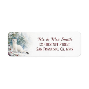 Winter Ermine Watercolor Return Address Label