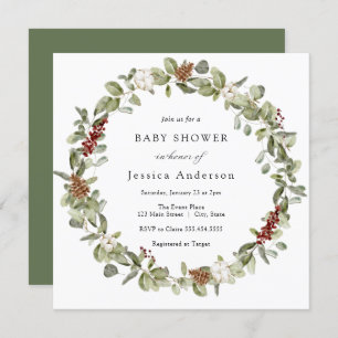 Winter Eucalyptus Baby Shower Invitation