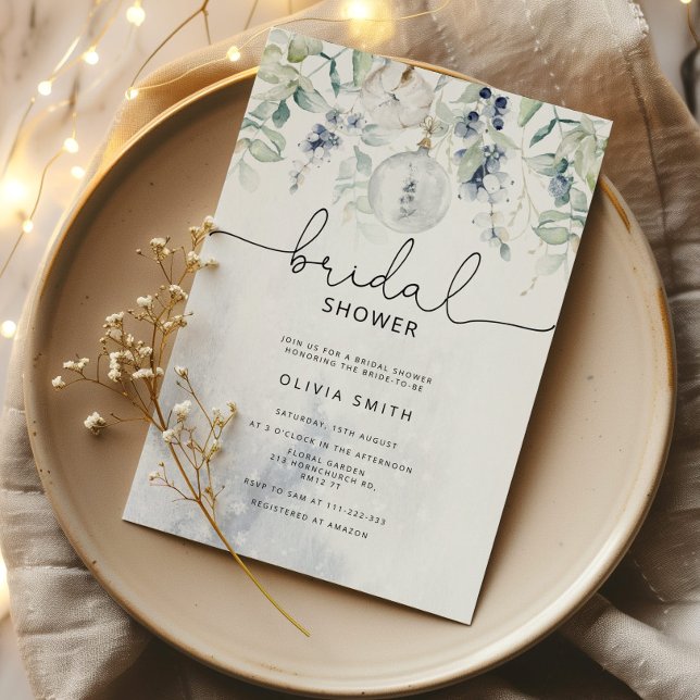 Winter eucalyptus bridal shower invitation (Creator Uploaded)