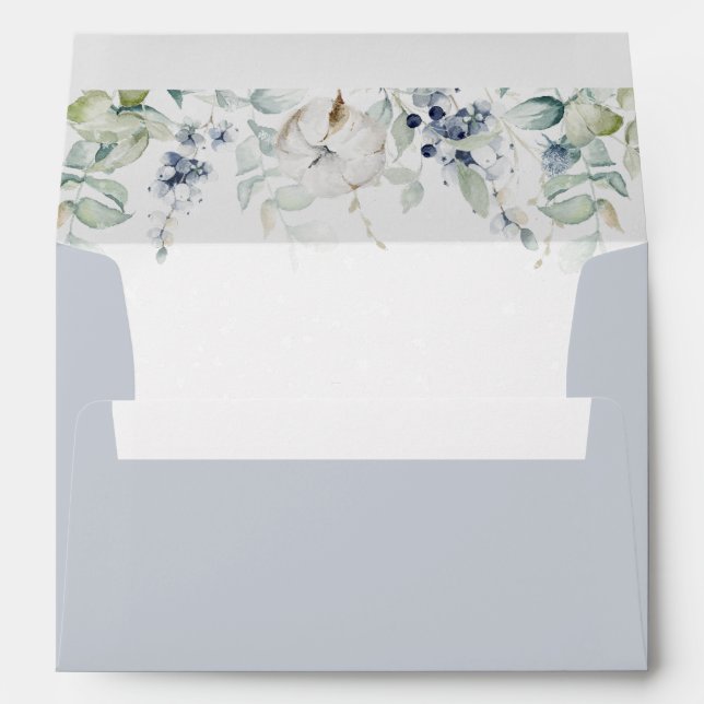 Winter eucalyptus elegant wedding envelope (Back (Bottom))