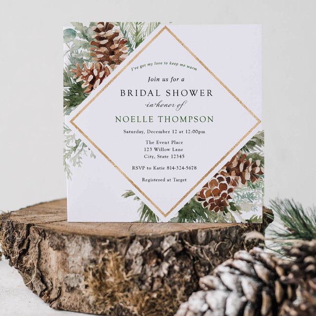 Winter Evergreen and Pine Bridal Shower Invitation (Creator Uploaded)