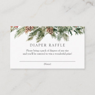 Winter Evergreen and Pinecones Diaper Raffle  Enclosure Card