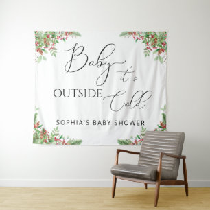 Winter evergreen Baby it's Cold Outside  Tapestry