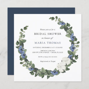 Winter Evergreen Blue Bridal Shower Invitation