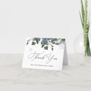 Winter Evergreen Blue Bridal Shower Thank You Card
