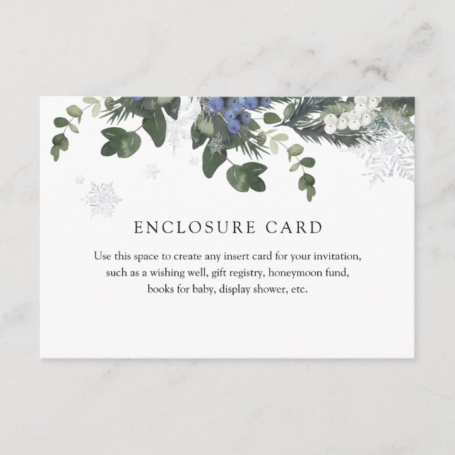 Winter Evergreen Blue Enclosure Card (Front)